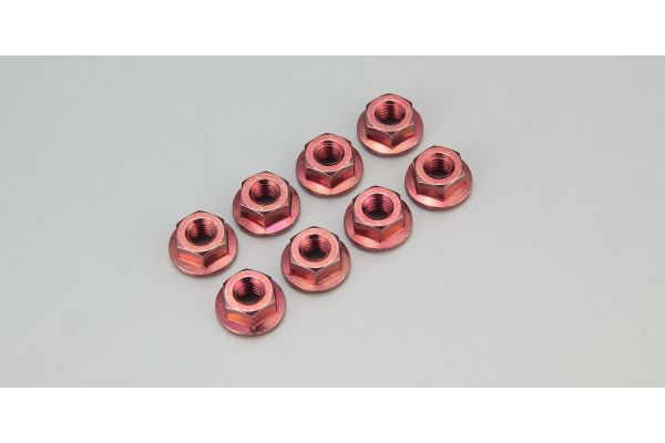 Nut(M4x4.5) Flanged (Steel/ Red/8pcs) 1-N4045F-R