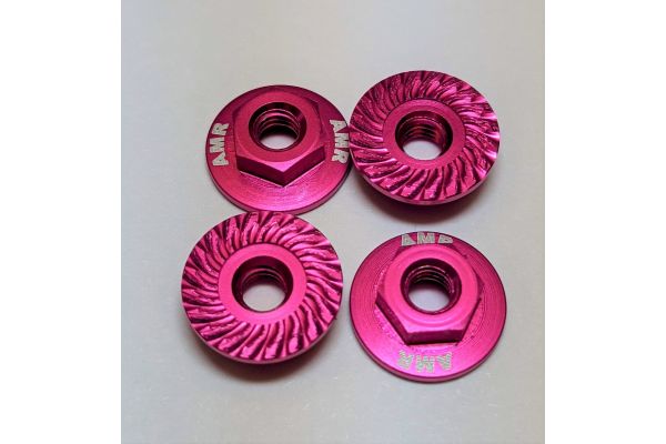 AMR025PK M4 Aluminum Serrated Flange nut Pink(4pcs)