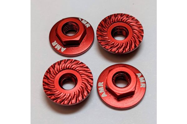 AMR025R M4 Aluminum Serrated Flange nut Red (4pcs)