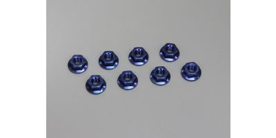 Nut(M4x4.5) Flanged (Steel/Blue/8pcs) 1-N4045F-B