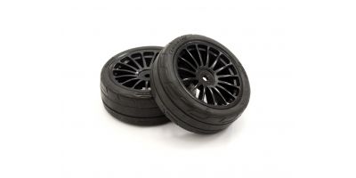 Premounted Tire FZ02(15-Spoke BK/M/2pcs) FATH702BKM