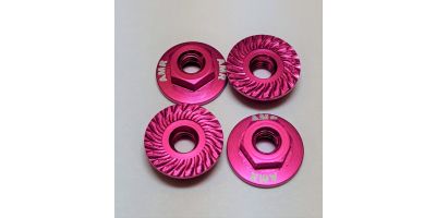 AMR025PK M4 Aluminum Serrated Flange nut Pink(4pcs)