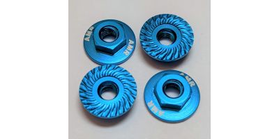 AMR025LBL M4 Aluminum Serrated Flange nut Blue (4pcs)