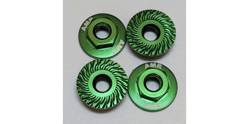 AMR025GR M4 Aluminum Serrated Flange nut Green (4pcs)