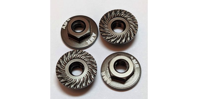 AMR025GM M4 Large Aluminum Serrated Flange nut (4pcs)