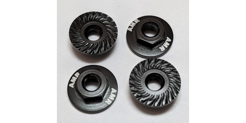 AMR025BK M4 Aluminum Serrated Flange nut Blk (4pcs)
