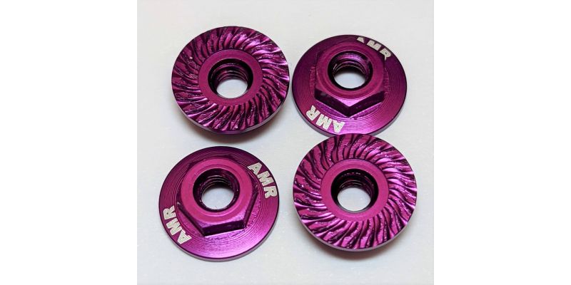 AMR025P M4 Aluminum Serrated Flange nut Purple (4pcs)